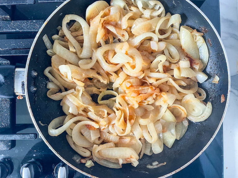 Partially caramelized onions