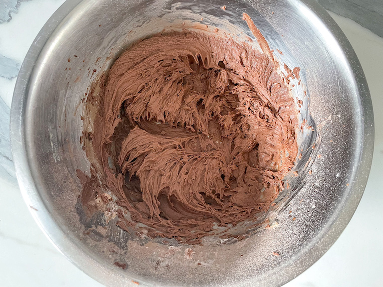 Chocolate frosting in a bowl