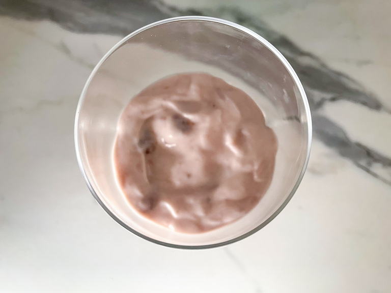 Strawberry yogurt in a glass