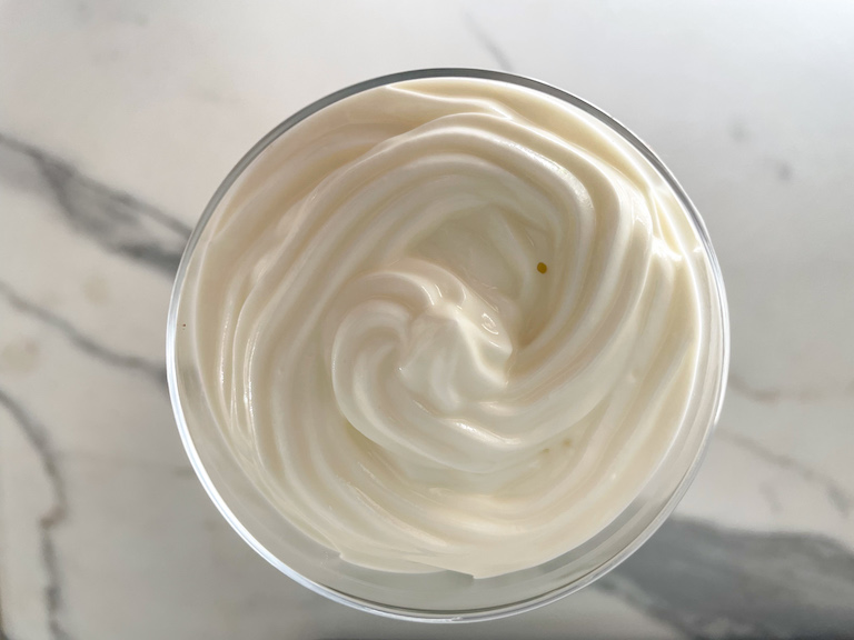 Swirls of yogurt in a glass