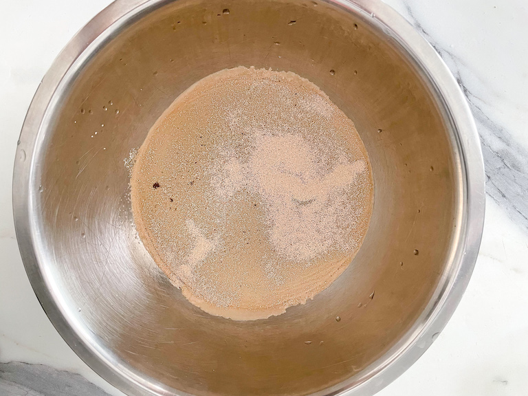 Yeast dissolved in a bowl of water