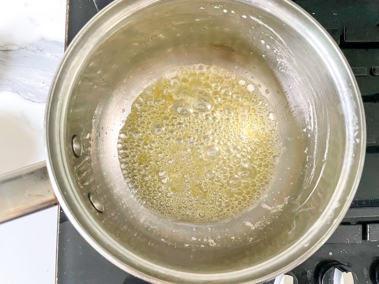 Butter melted in a saucepan