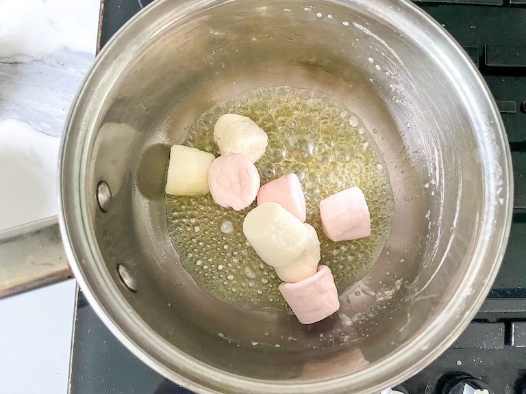 Butter and marshmallows in a saucepan