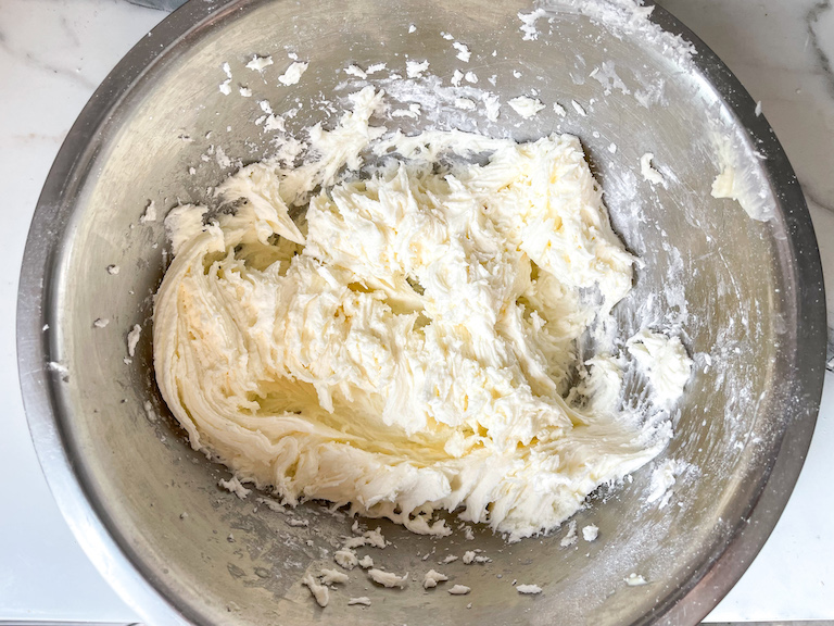 White buttercream in a bowl
