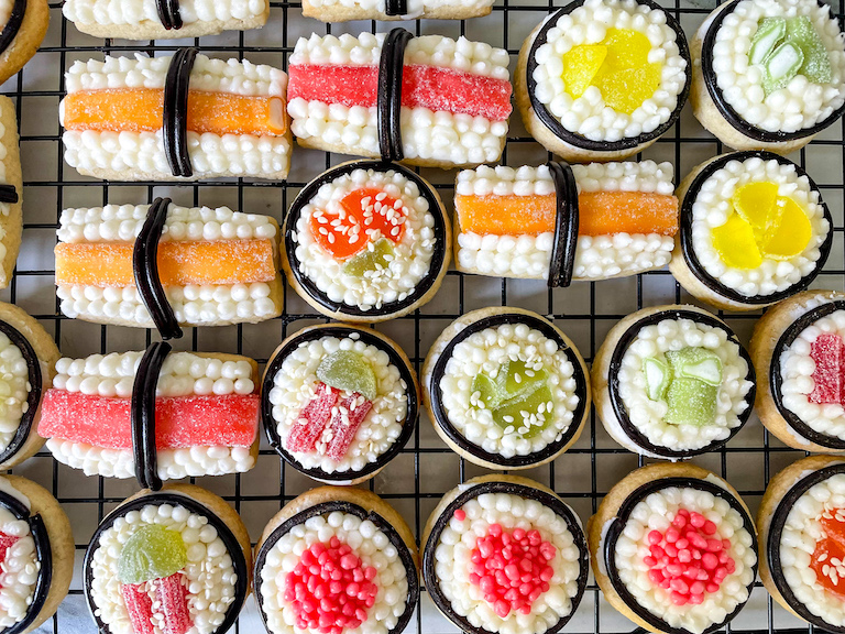 Decorated sushi cookies