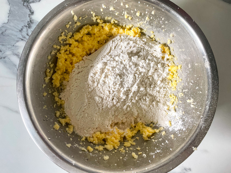 Butter and flour in a mixing bowl