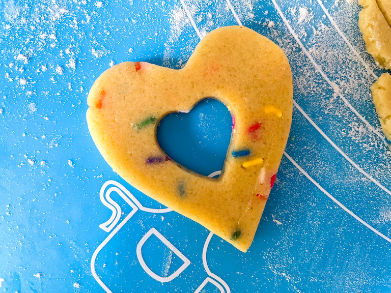 Heart shaped cookie dough