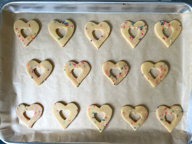 Heart cookies on a tray