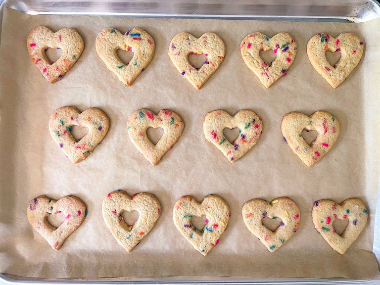 Heart cookies on a tray