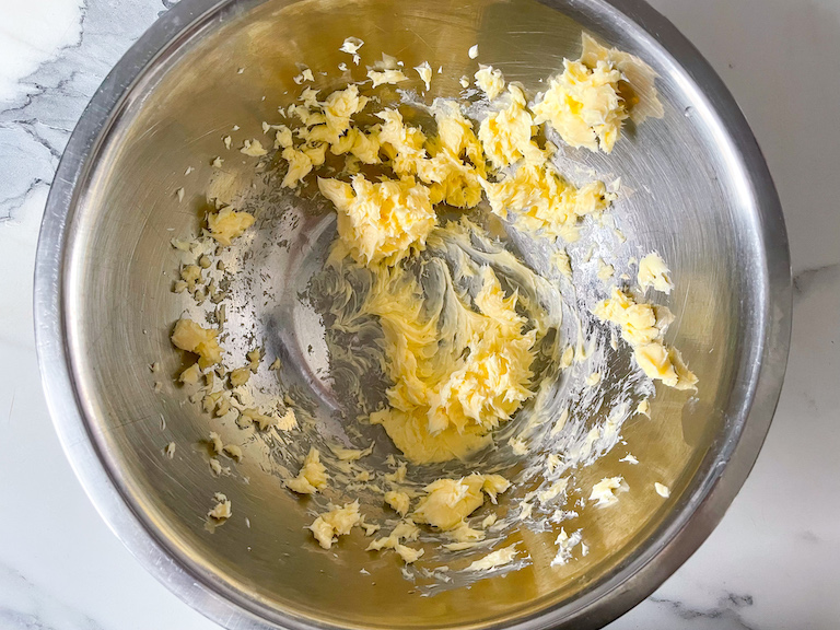 Butter in a mixing bowl