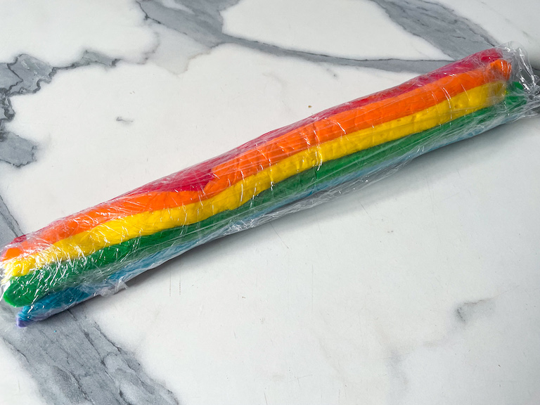 tube of rainbow buttercream