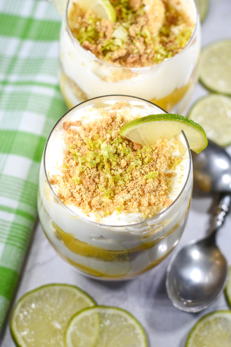 Two lime parfaits in glasses