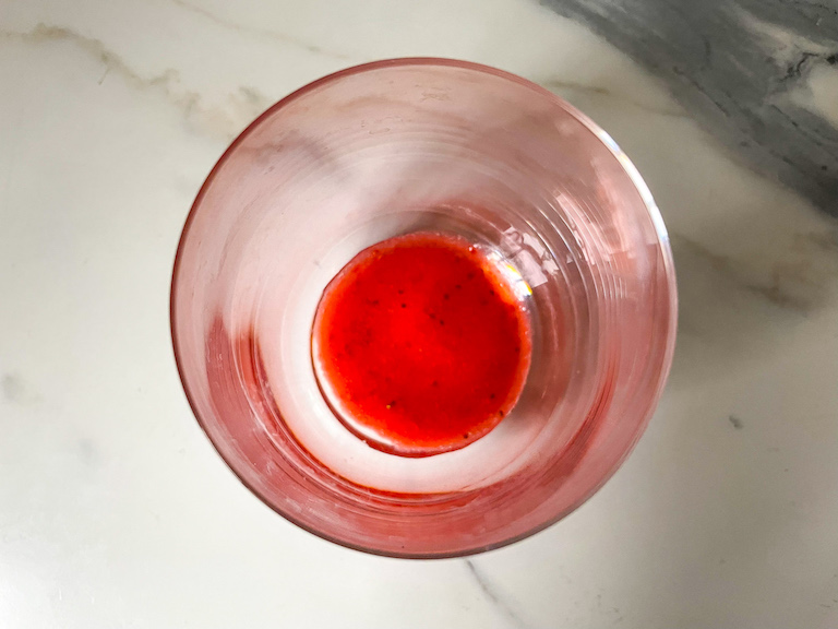 Strawberry sauce in a glass