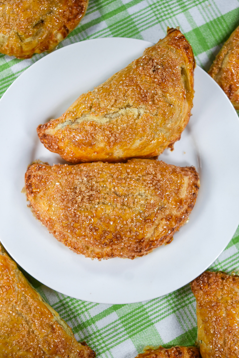 apple turnovers on a white plate