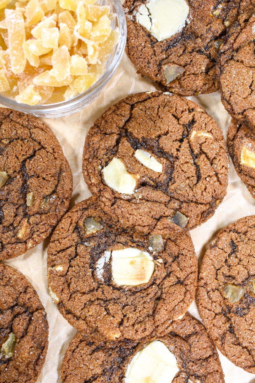 Chai cookies on a sheet of brown parchment