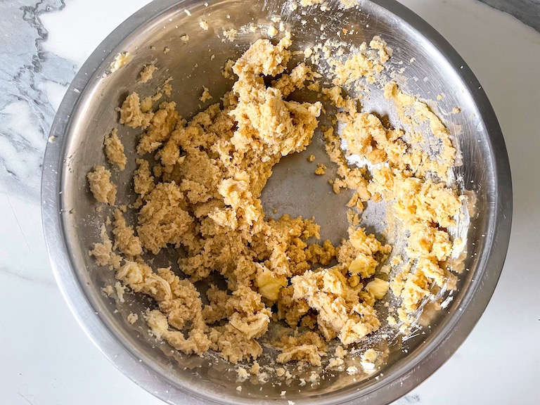 Cookie dough ingredients in a bowl