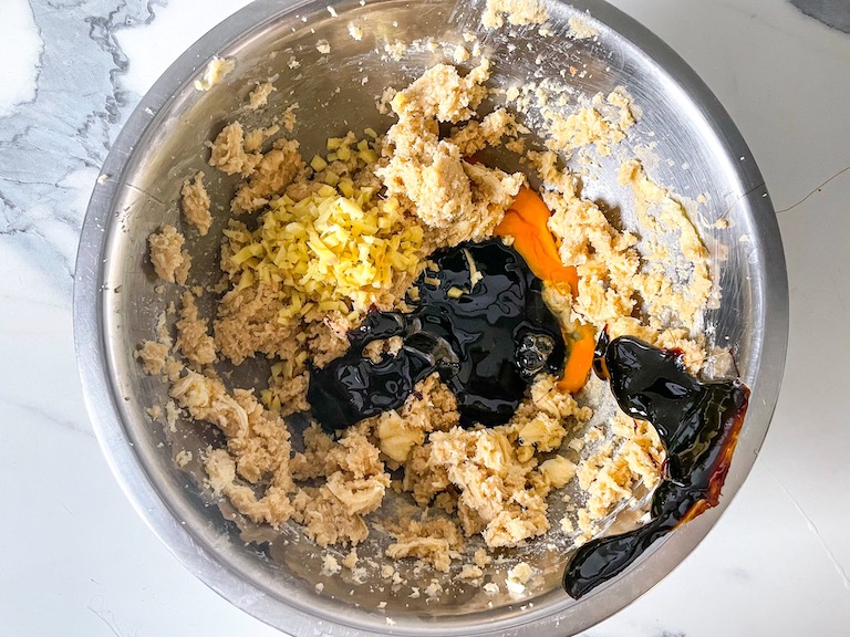 Chai cookie ingredients in a bowl