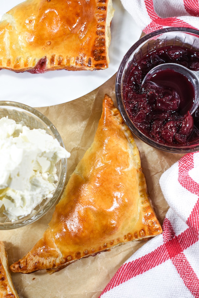 Pastry with cheese and cherries