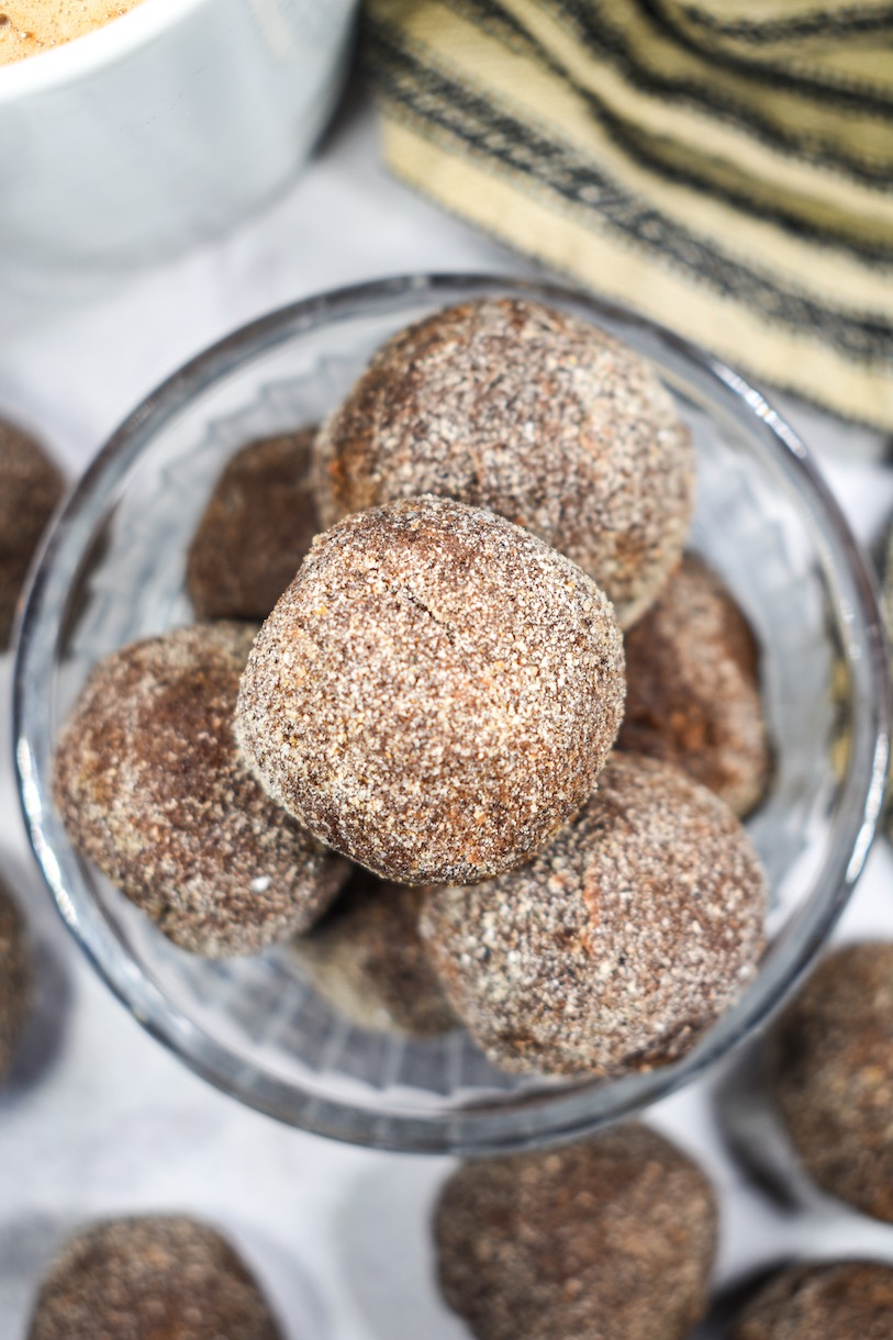 A bowl of chocolate chai truffles