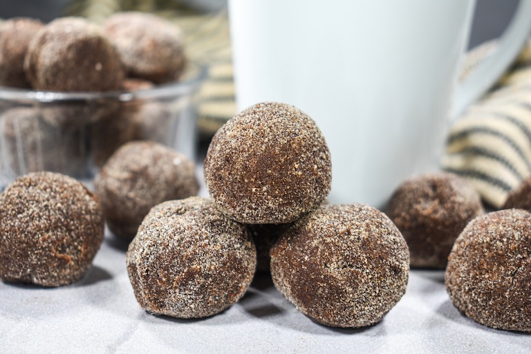 A stack of chocolate truffles