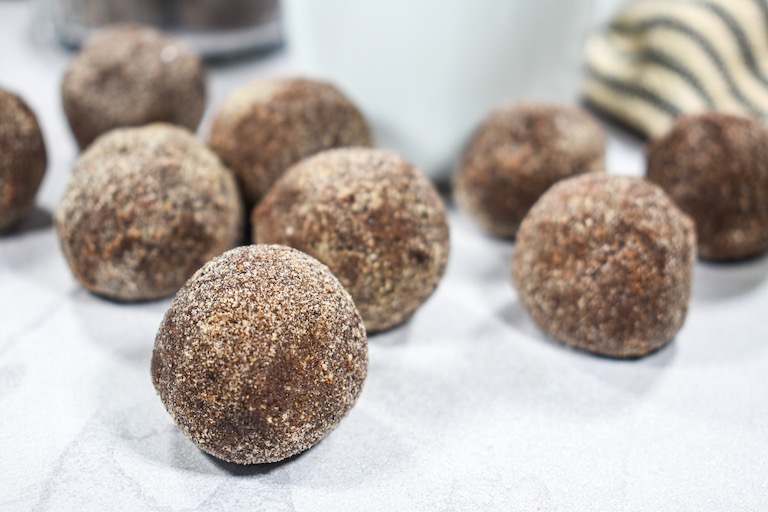 Chai truffles on a white surface