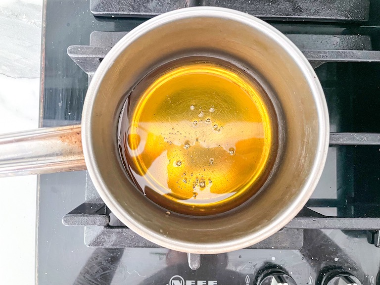 Pan of honey on the stovetop