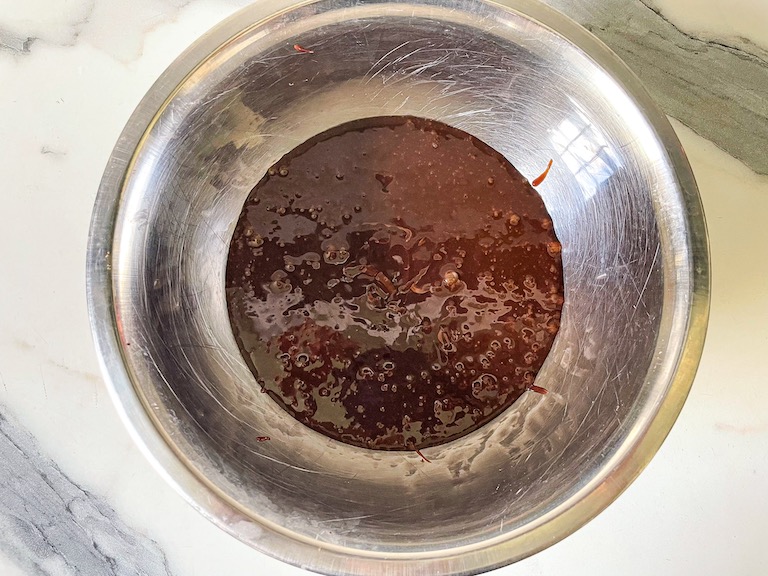 Chocolate ganache in a bowl