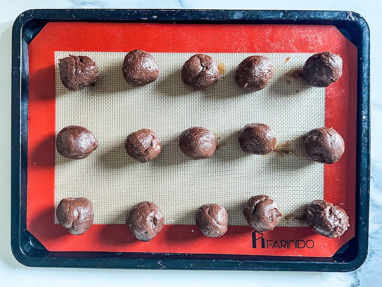 Chocolate truffles on a tray