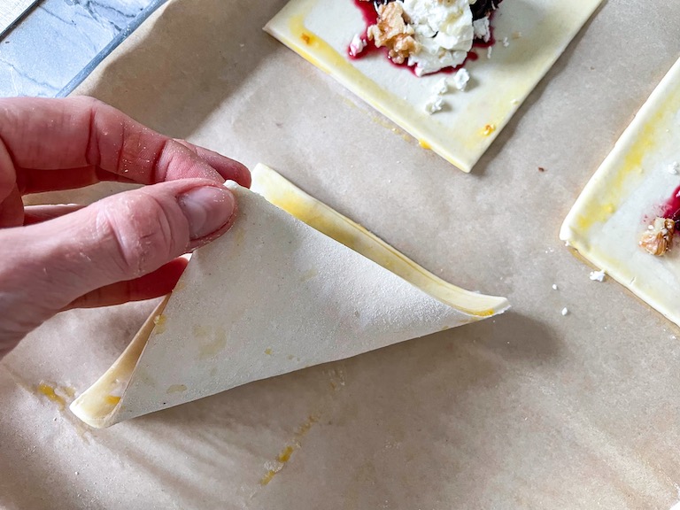 hand folding puff pastry