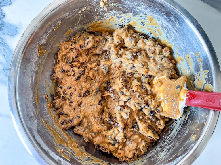 Bara brith batter in a bowl