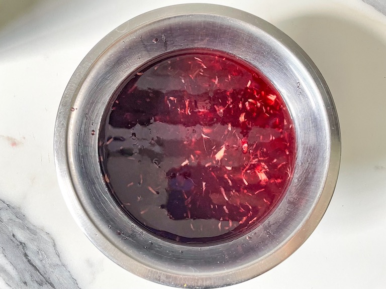 Cranberry jelly setting in bowl