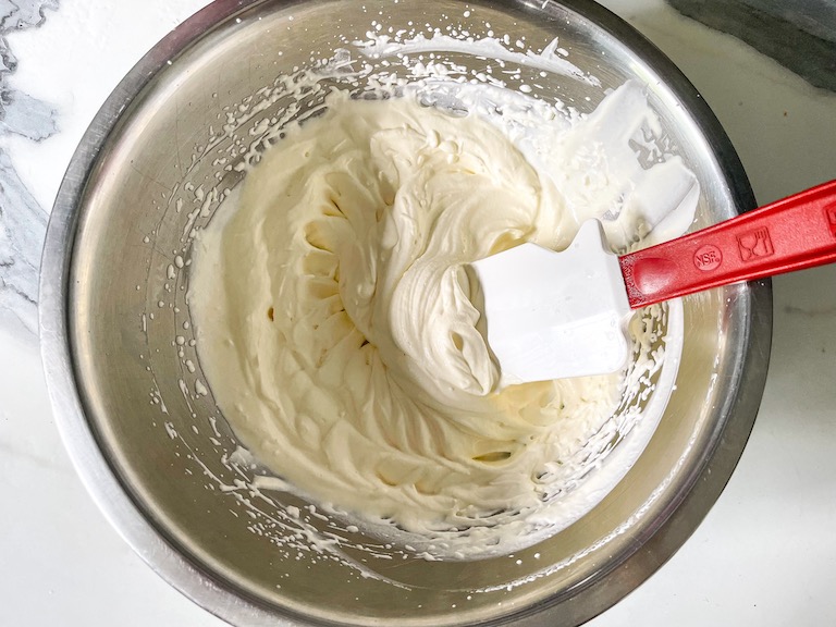 Whipped cream in a bowl