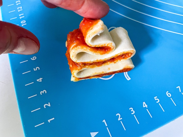 Making a tree shaped puff pastry appetizer