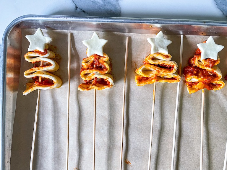 Puff pastry trees with stars