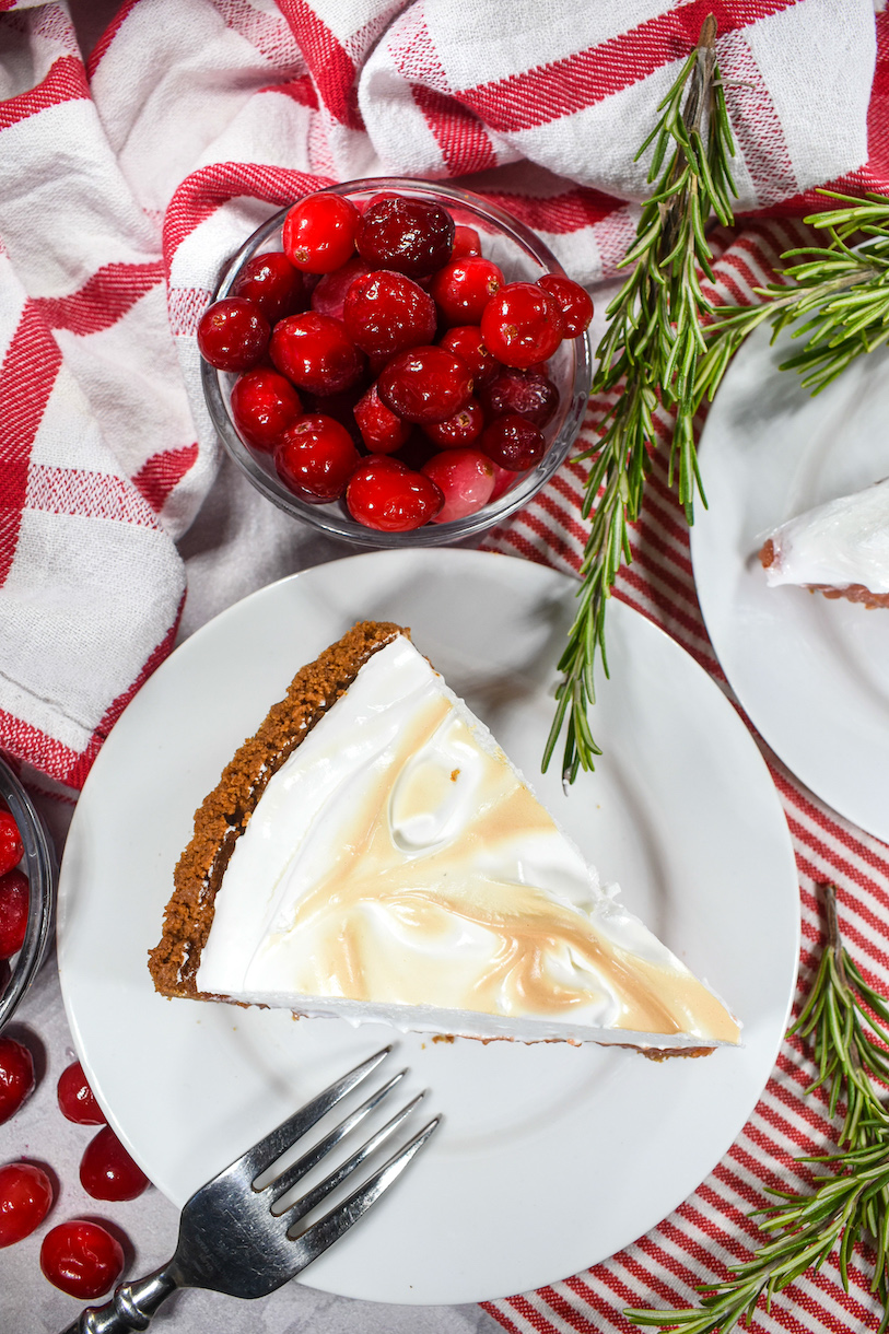 Slices of cranberry pie on plates