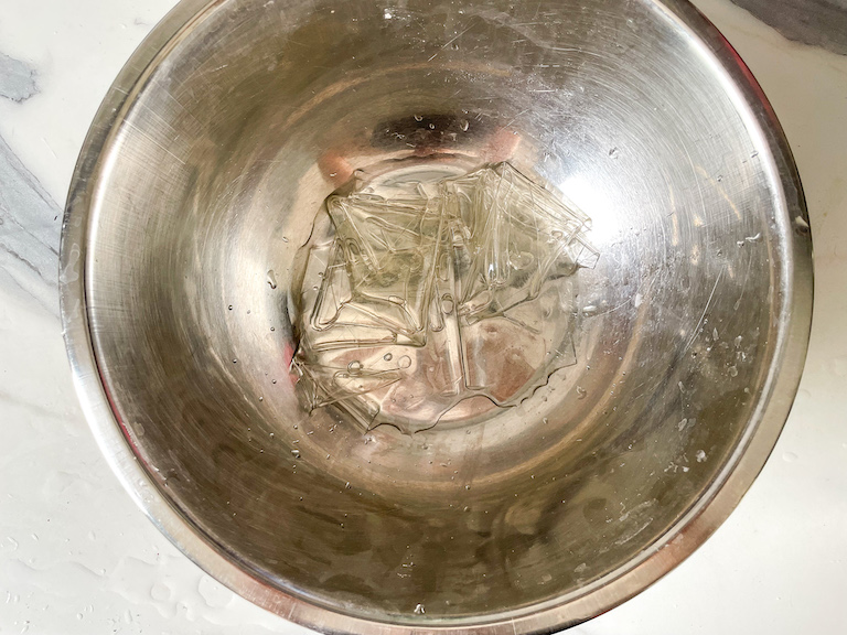 soaked gelatin in a bowl