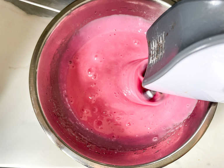 Pink marshmallow fluff in a bowl