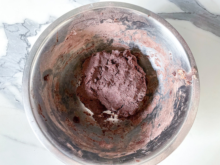 Bourbon biscuit dough in a bowl