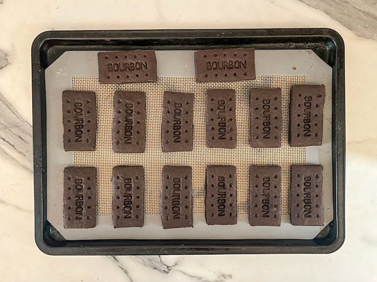 Bourbon creams on a tray after baking