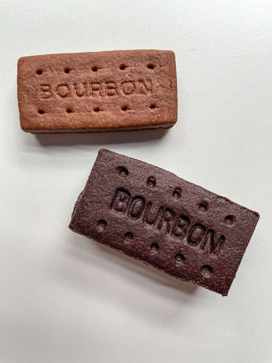 Comparing a store bought bourbon biscuit to a homemade bourbon biscuit