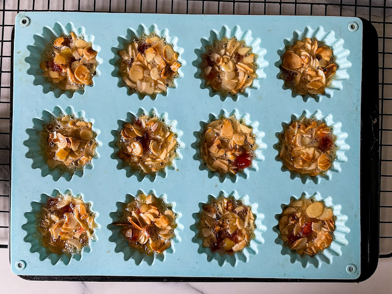 Florentines in a mould after baking