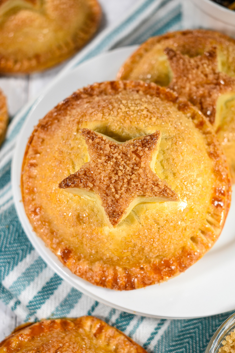 A mince pie turnover with a pastry star on top