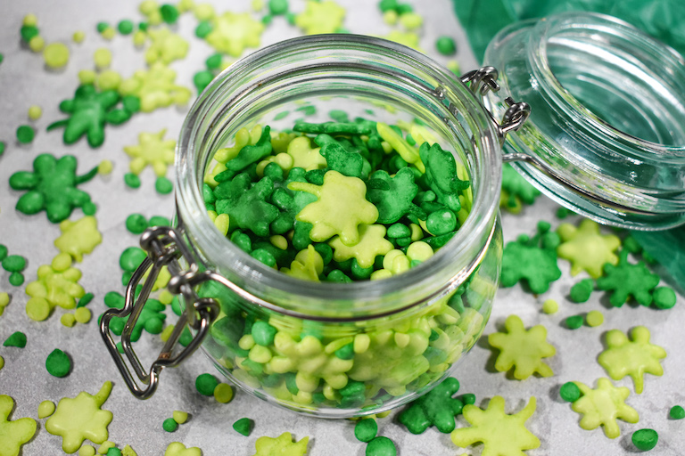 Jar of shamrock sprinkles