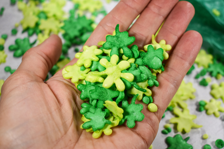 Hand holding homemade shamrock sprinkles