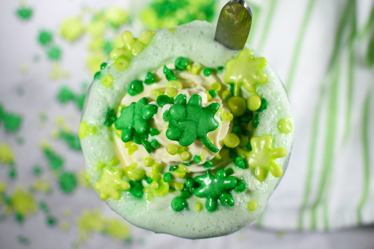 Green milkshake with St. Patrick's Day sprinkles