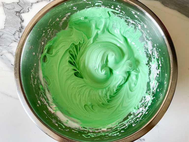 Bowl of green meringue