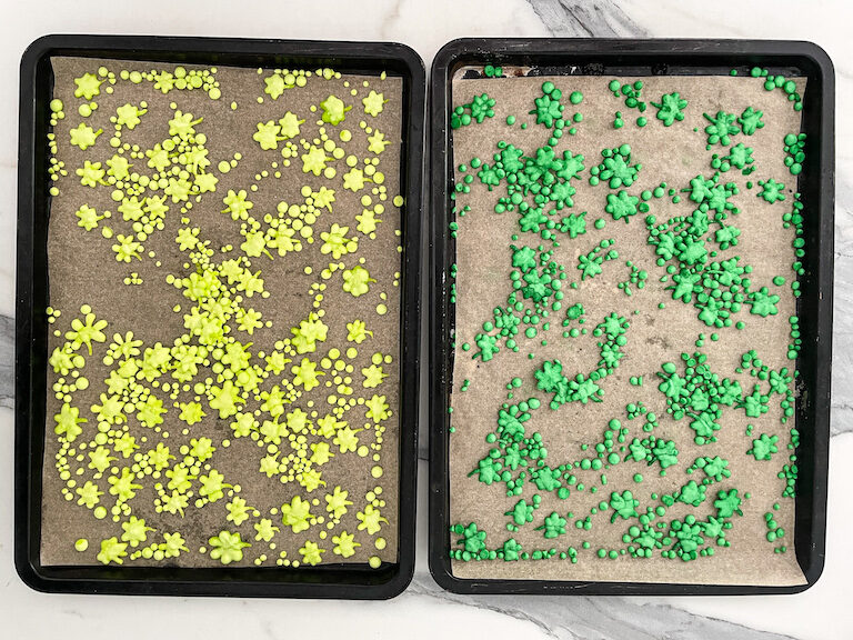 Trays with piped sprinkles