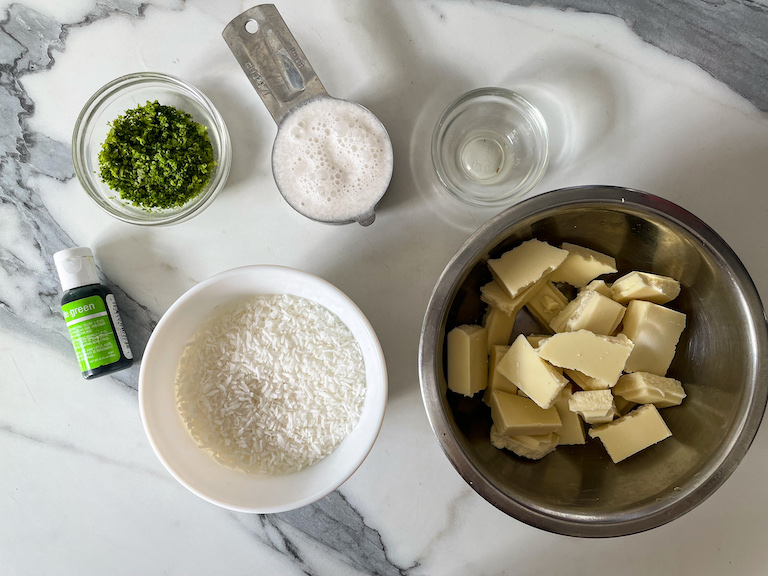 Ingredients for making coconut lime truffles