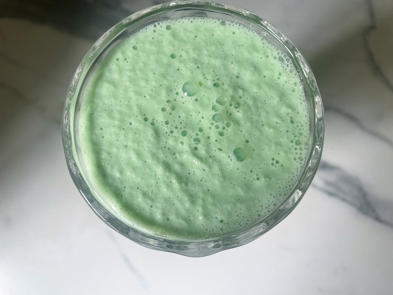 Peppermint shake in a parfait glass