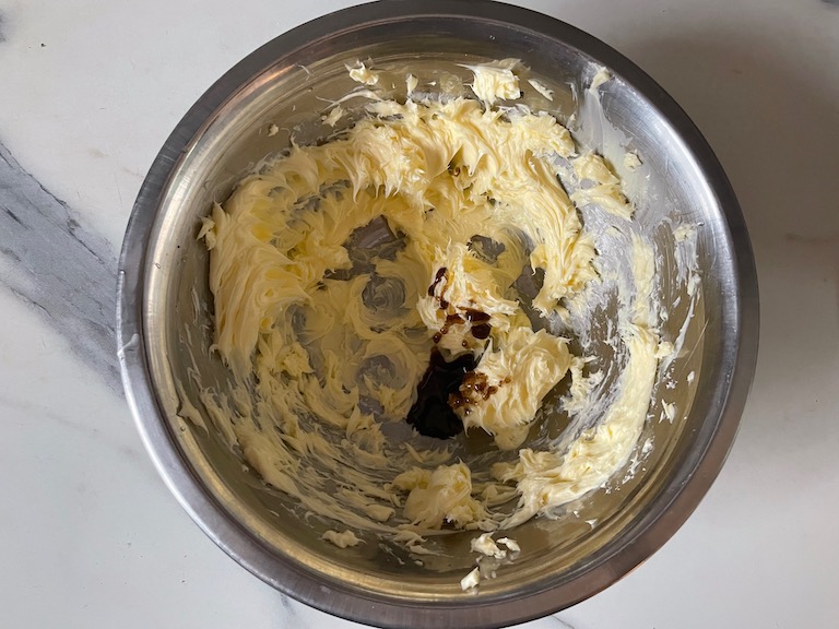 A bowl of whipped butter and vanilla paste